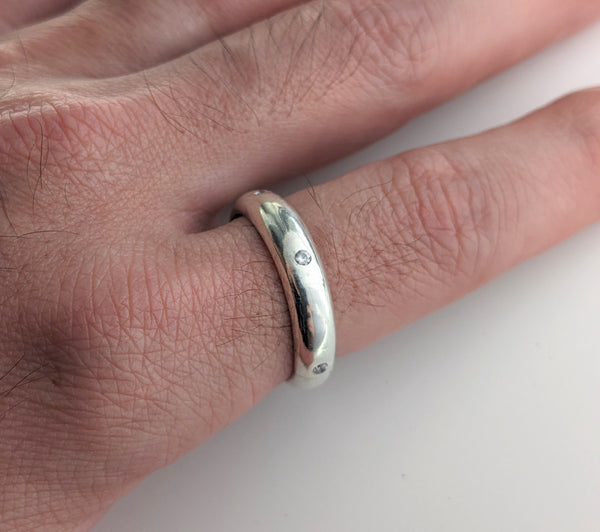 Thick Ring with CZs, Size 11.5