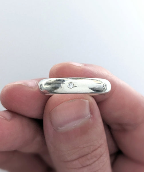 Thick Ring with CZs, Size 11.5