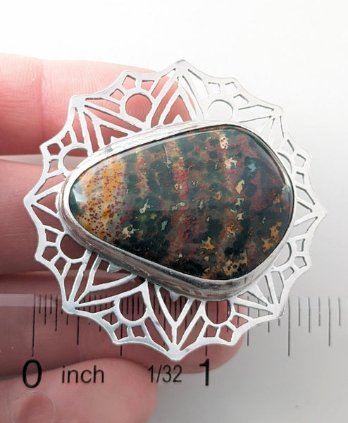 Mandala Bloodstone Ring, Size 8.5