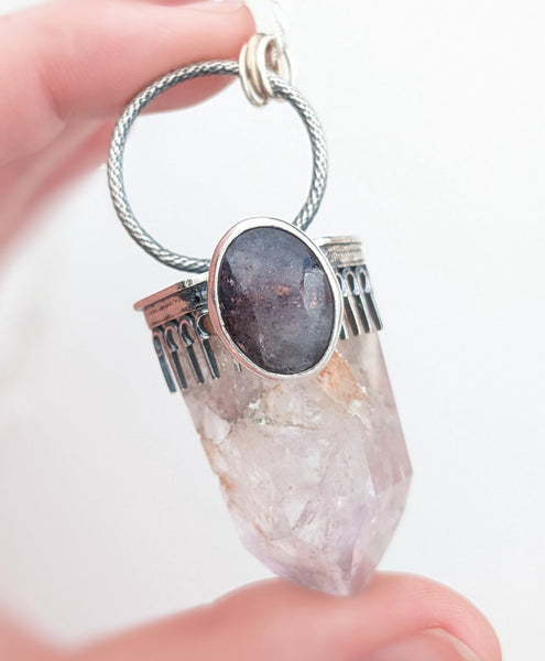Iolite and Amethyst Crystal Necklace