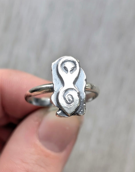 Goddess Sign Recycled Silver Ring