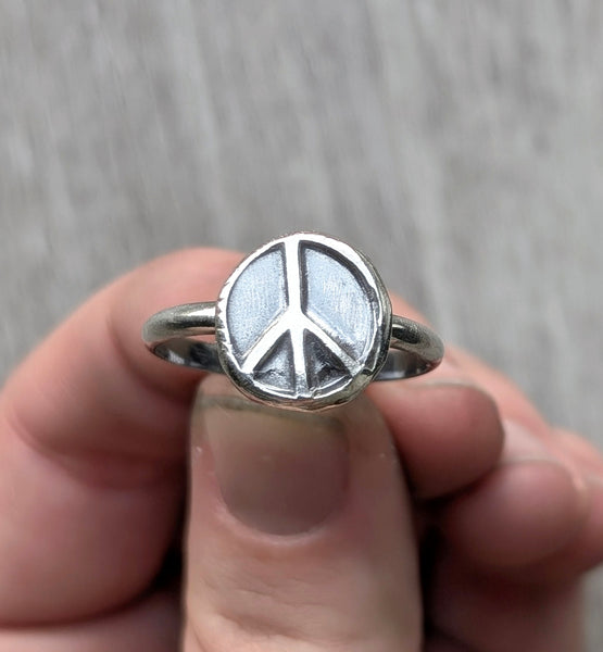 Peace Sign Recycled Silver Ring