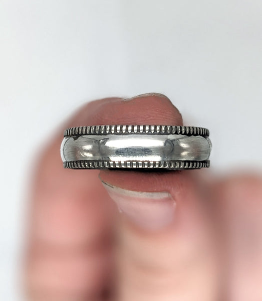 Sterling Silver Plain Dotted Pattern Ring