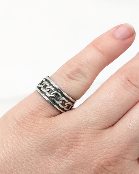 Sterling Silver Chain Pattern Ring