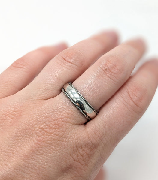 Sterling Silver Plain Dotted Pattern Ring