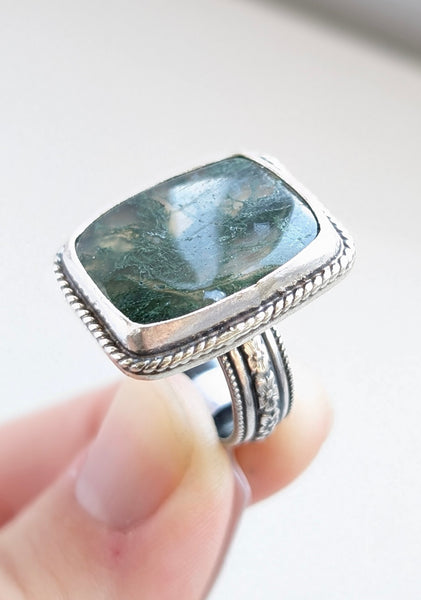Moss Agate Ring, Size 5.5