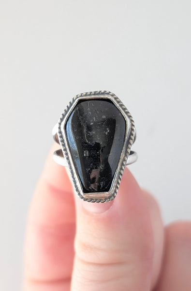 Tourmaline Coffin Ring, Size 6.5