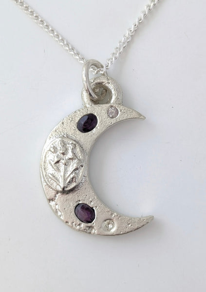Casted Lab Amethyst Moon Necklace