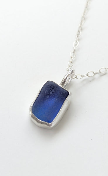 Cobalt Blue Sea Glass Necklace