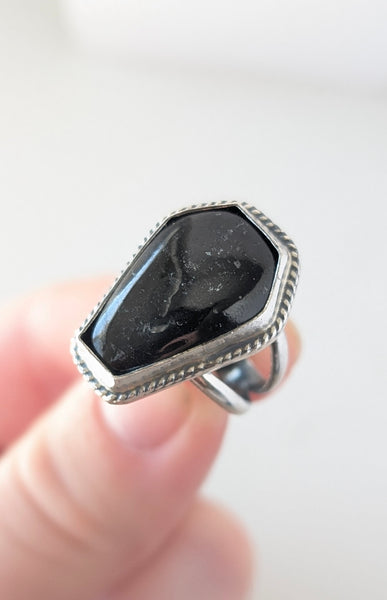 Tourmaline Coffin Ring, Size 6.5