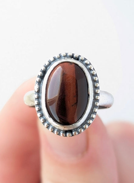 Red Tigers Eye Ring, Size 7