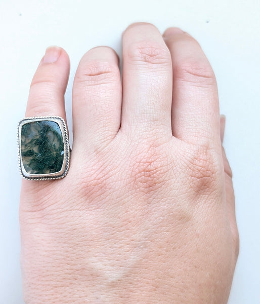 Moss Agate Ring, Size 5.5