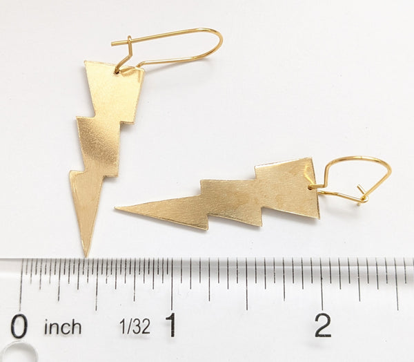 Lightening Bolt Brass Earrings
