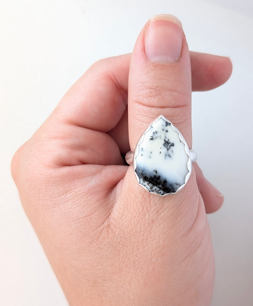 Dendritic Agate Ring, Size 8.5