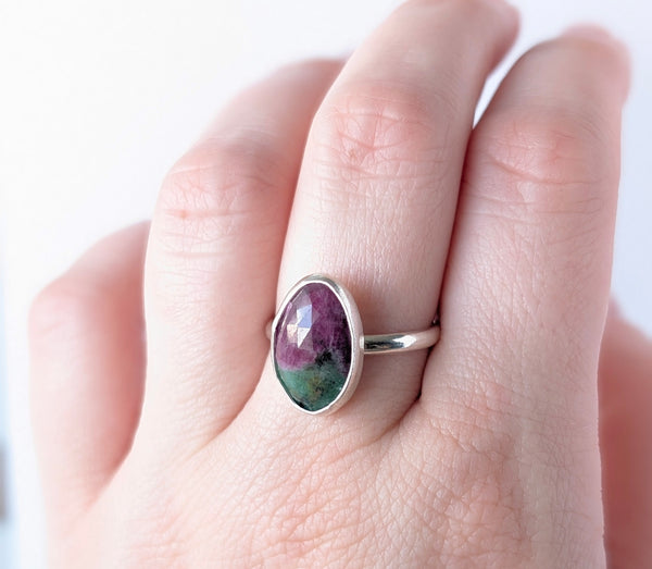Ruby Zoisite Ring Size 7.5
