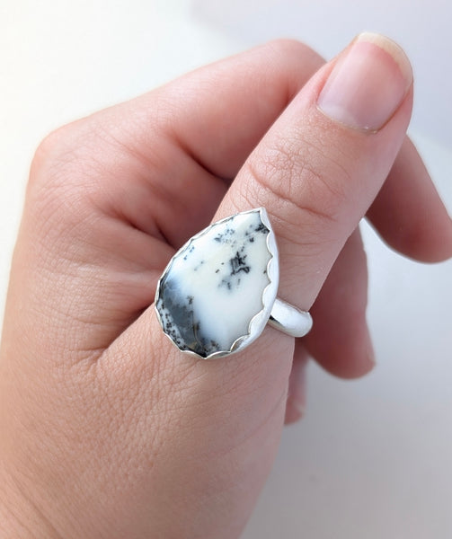 Dendritic Agate Ring, Size 8.5