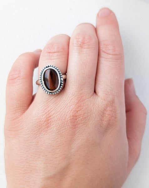 Red Tigers Eye Ring, Size 7