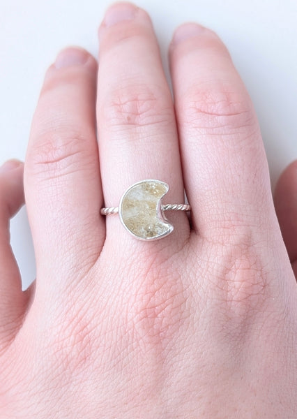 Citrine Moon Stacking Ring, Size 7