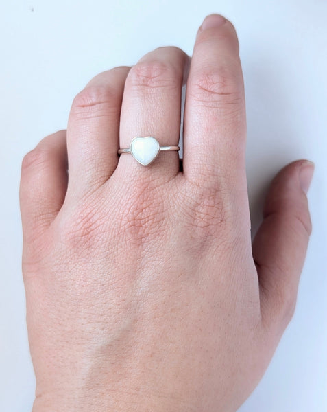 Quartz Heart Ring, Size 7.5