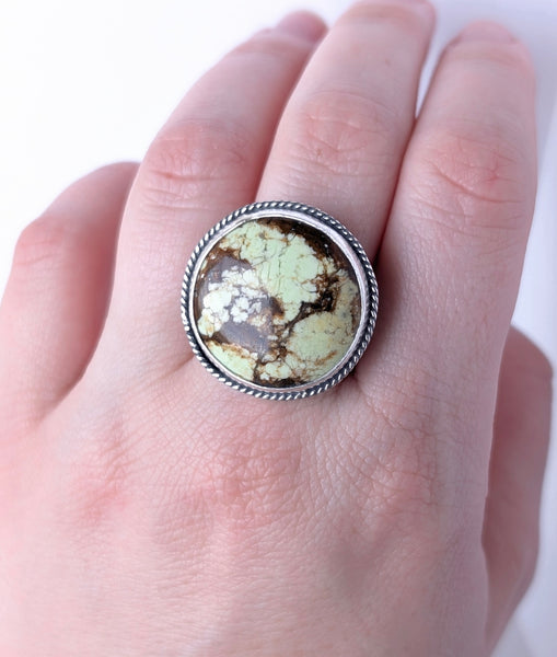 Lemon Chrysoprase Ring, Size 8.5