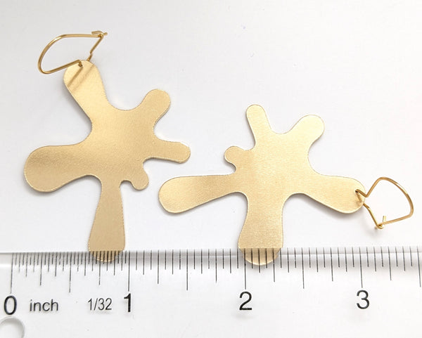 Paint Splatter Brass Earrings