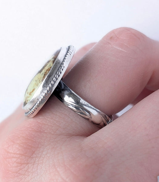 Lemon Chrysoprase Ring, Size 8.5