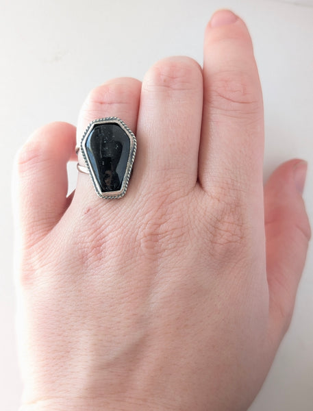 Tourmaline Coffin Ring, Size 6.5