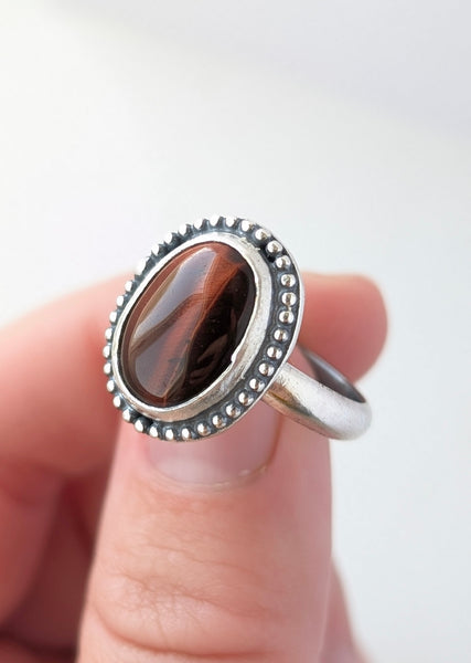 Red Tigers Eye Ring, Size 7