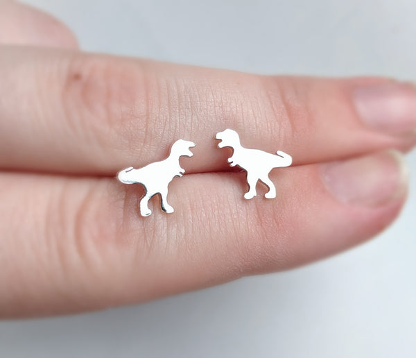 Sterling Silver T Rex Earrings handmade by An American Metalsmith