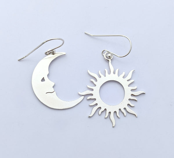 Sterling Silver Sun and Moon Earrings