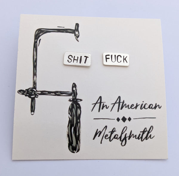 Sterling Silver Shit Fuck Earrings