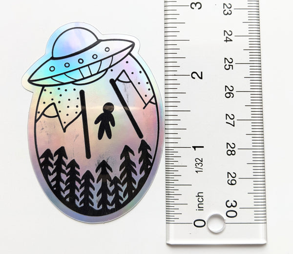 Holographic  Alien Abduction Sticker
