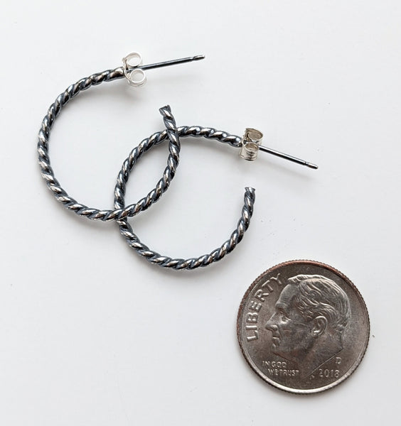 Sterling Silver Twisted Small Hoop Earrings