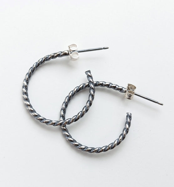 Sterling Silver Twisted Small Hoop Earrings