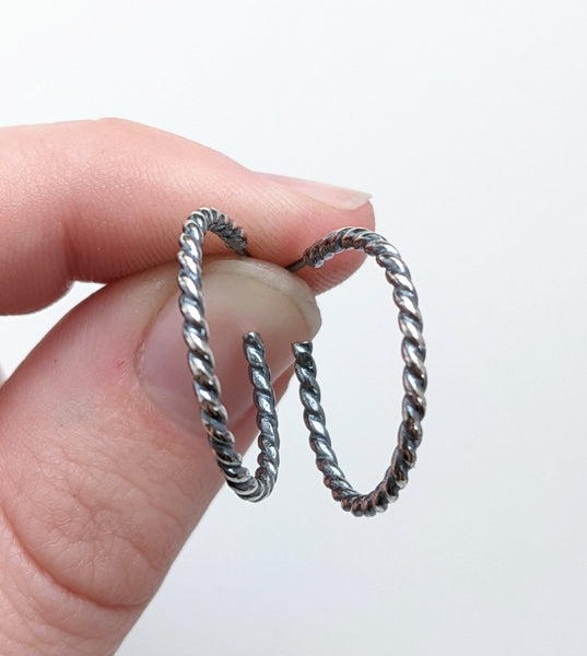Sterling Silver Twisted Small Hoop Earrings