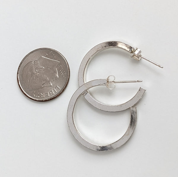 Sterling Silver Square Small Hoop Earrings