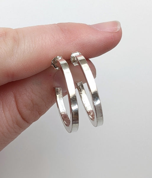 Sterling Silver Square Small Hoop Earrings