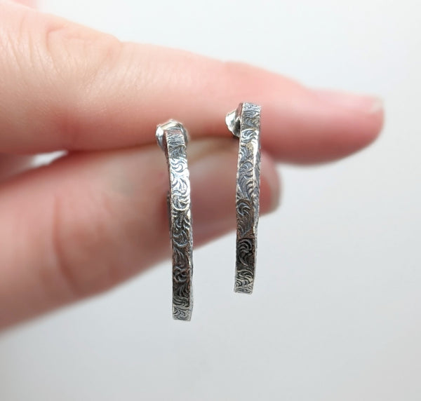 Sterling Silver Square Small Hoop Earrings