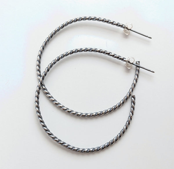 Sterling Silver Twist Hoop Earrings