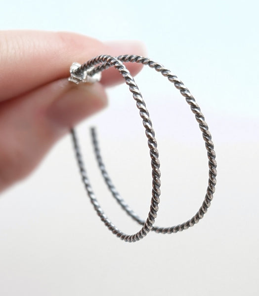 Sterling Silver Twist Hoop Earrings