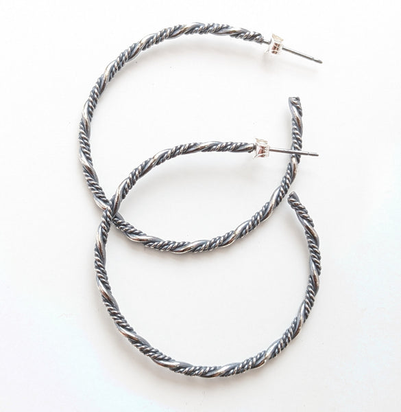 Sterling Silver Twist Hoop Earrings
