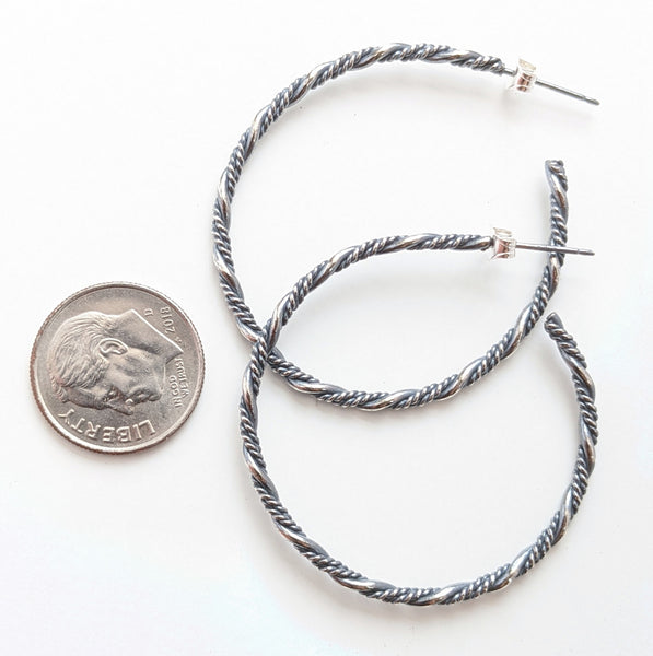Sterling Silver Twist Hoop Earrings