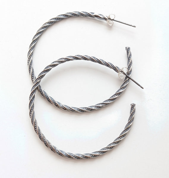 Sterling Silver Twist Hoop Earrings