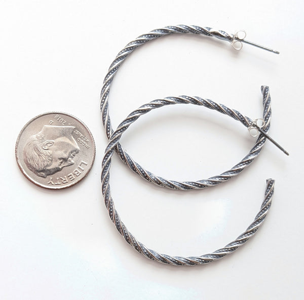Sterling Silver Twist Hoop Earrings