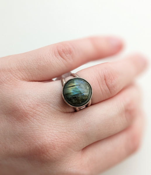 Sterling Silver Labradorite Ring Size 5 US