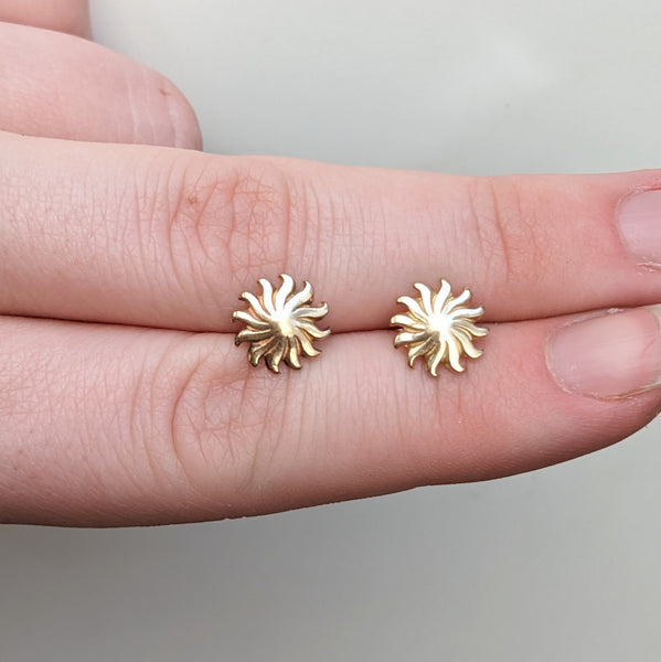 14K Gold Sun Earrings