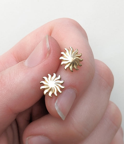 14K Gold Sun Earrings