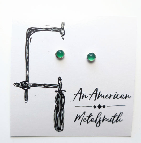 Green Onyx Earrings 4mm