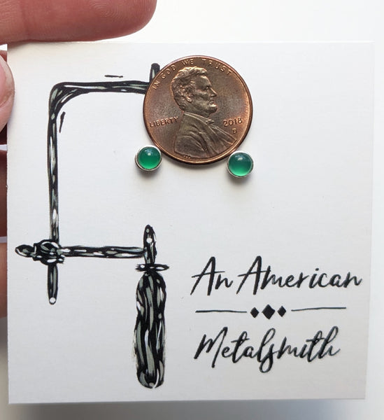 Green Onyx Earrings 4mm