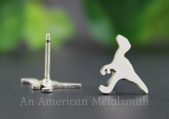 Sterling Silver Velociraptor Dinosaur Earrings